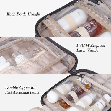 Складана дорожня косметичка IDEATECH, водонепроникна, для чоловіків та жінок, з петлею для підвішування (251-чорний)