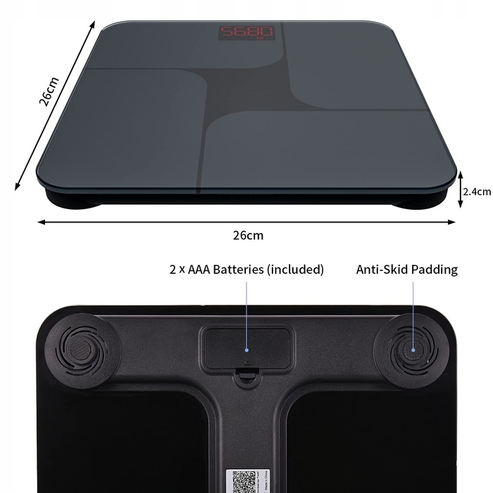 Розумні скляні електронні ваги з Bluetooth та додатком, до 180 кг