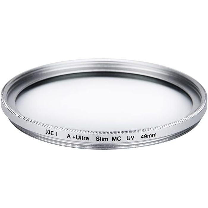 Фільтр JJC UV 49mm, ультратонкий, багатошарове покриття, захист від УФ-випромінювання, для об'єктивів Canon Sony DSLR з різьбою 49mm (Срібний)
