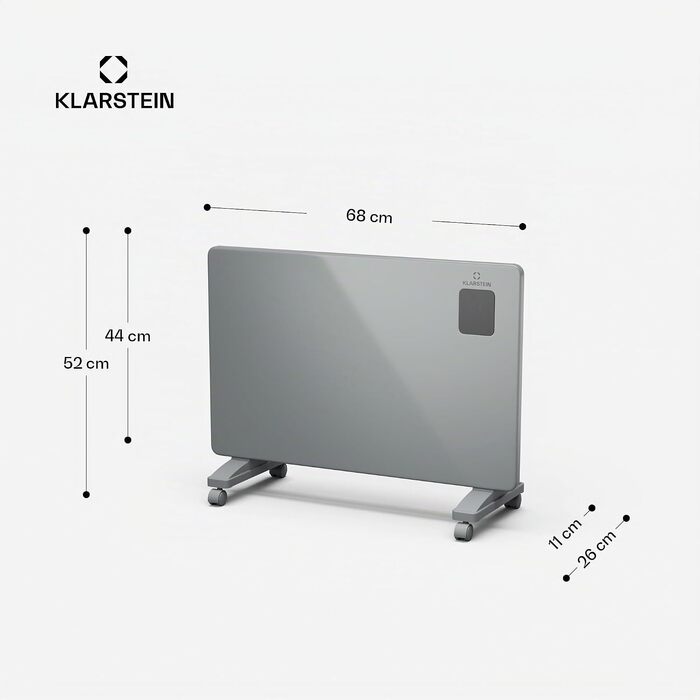 Конвекторний обігрівач Klarstein Bansin Smart 2500 Вт з керуванням через додаток, X-подібний нагрівальний елемент, захист від перегріву, IP24, сірий