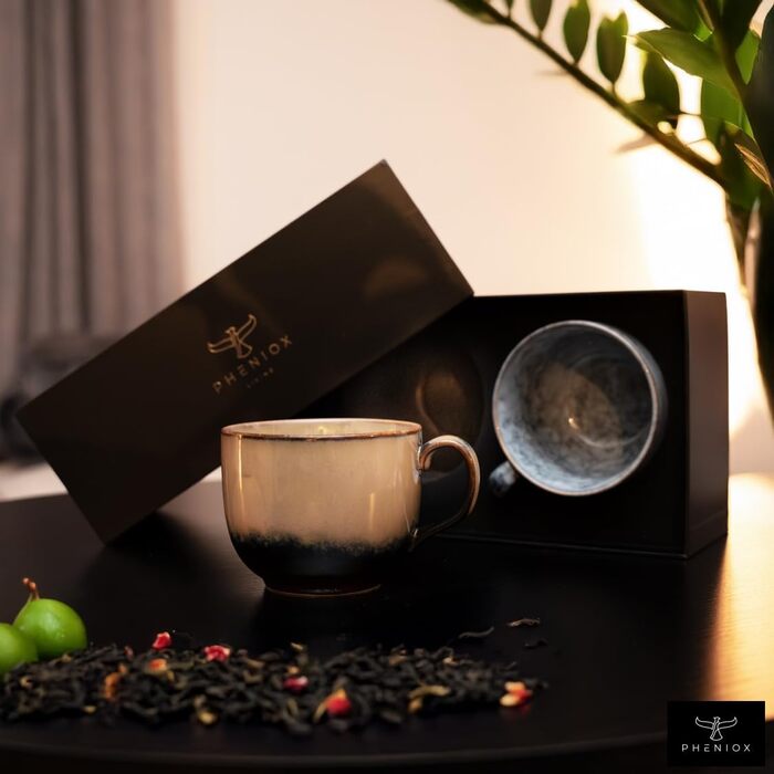 Набір кавових чашок Cappuccino Infinity | 4 шт. - порцелянові чашки без ручки | Набір чашок для кави та чаю | Подарунок у сучасному дизайні, безпечні для миття в посудомийній машині (450 мл)