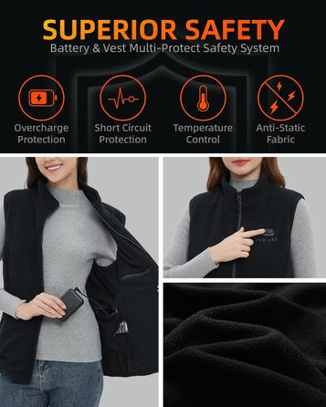 Жіноча грівачка з підігрівом - тепла жилетка з акумулятором 7.4V, жилетка для полювання. Чорний колір, розмір L