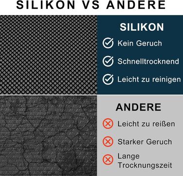 Килимок для дому та вулиці Fowooyeen, силіконовий, 43 x 76 см, чорний, неслизький, миючий