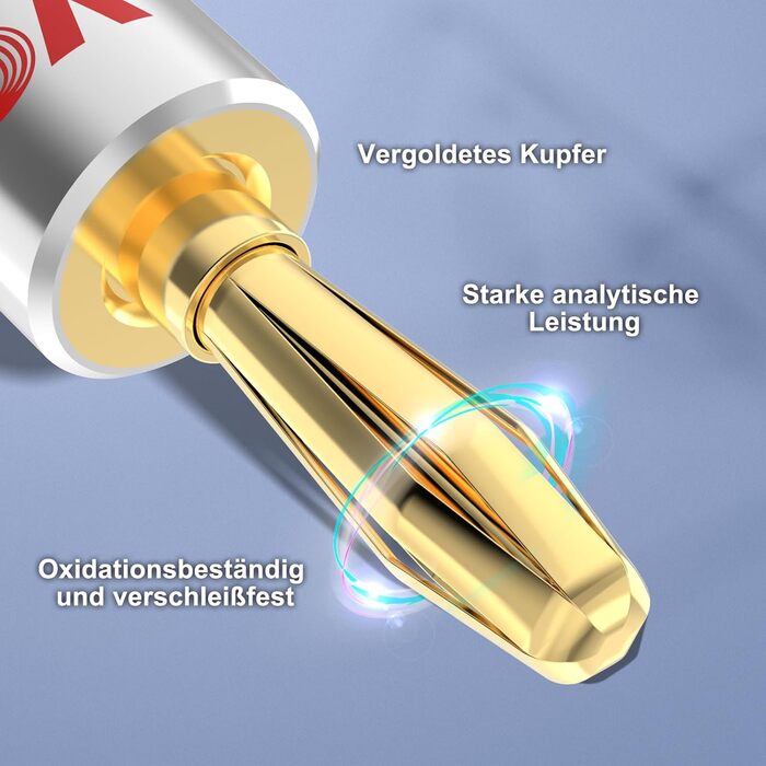 Позолочені бананові роз'єми VCELINK для акустичних кабелів 24K, 0.75-4 мм (12 шт / 6 пар) для підсилювачів, HiFi колонок та AV-ресиверів