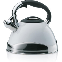 Kela Induction 3 L, Stainless Steel Camping Kettle, with Safe Spout Lid Opening via Button, VARUS, White Glossy White Single Kettle