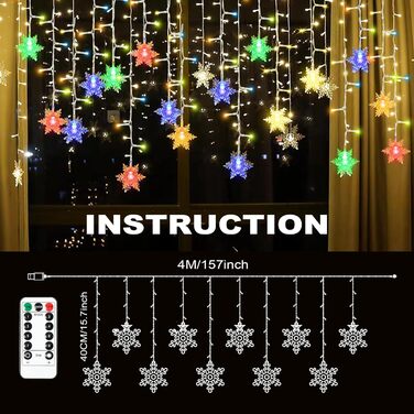 Льоново-світловий гірлянда AUAUY на Різдво: 6м, 40 LED, 2 режими, вологостійка, для дому та саду
