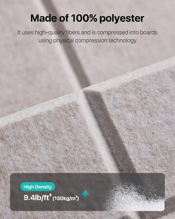 Самоклеючі акустичні панелі Soundsbay для шумоізоляції зі поліестеру, 30×30×0.9 см, світло-бежевий, набір 18 шт — звукопоглинаючі плити для стін