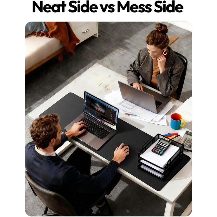 Килимок для миші шкіряний преміум YSAGi XXL 90x43 см, чорний - офісний килимок на стіл для роботи та дому