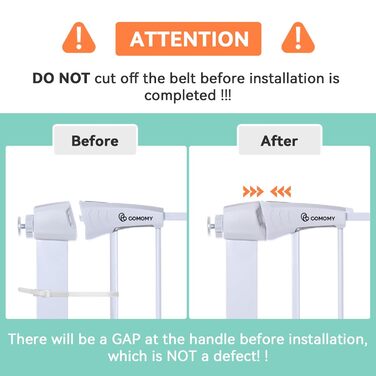 Захист для дверей COMOMY з люком для котів, 75-103см. Захист для собак та котів без свердління, автозакривання, розширюваний. Білий