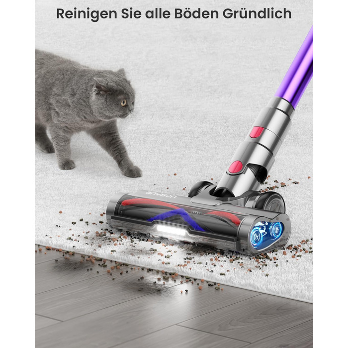 Anyson 45000Pa/550W/70Min Cordless Vacuum Cleaner, 1.6L Battery Vacuum Super Quiet, Self-Charging Cordless Vacuum with LED Display/Anti-Tangle Brush, Stick Vacuum for Hard Floors, Carpets, and Pet Hair
