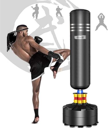 Боксерський мішок Dripex для дорослих, самостійний, на підставці, MMA, бокс, тренування, важкий, чорний