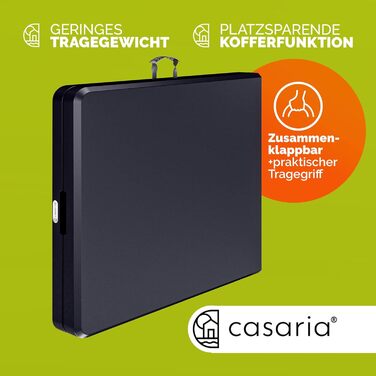 Стол садовий розкладний Casaria® з поліротангу, 180x75 см, чорний (антрацит)