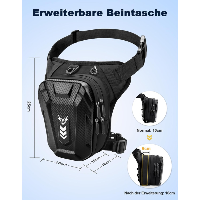 Мотосумка на стегно Beintasche, поясна сумка для чоловіків та жінок, розширена місткість, світловідбиваючі смуги та регульований ремінь, рюкзаки та сумки для велоспорту та піших прогулянок