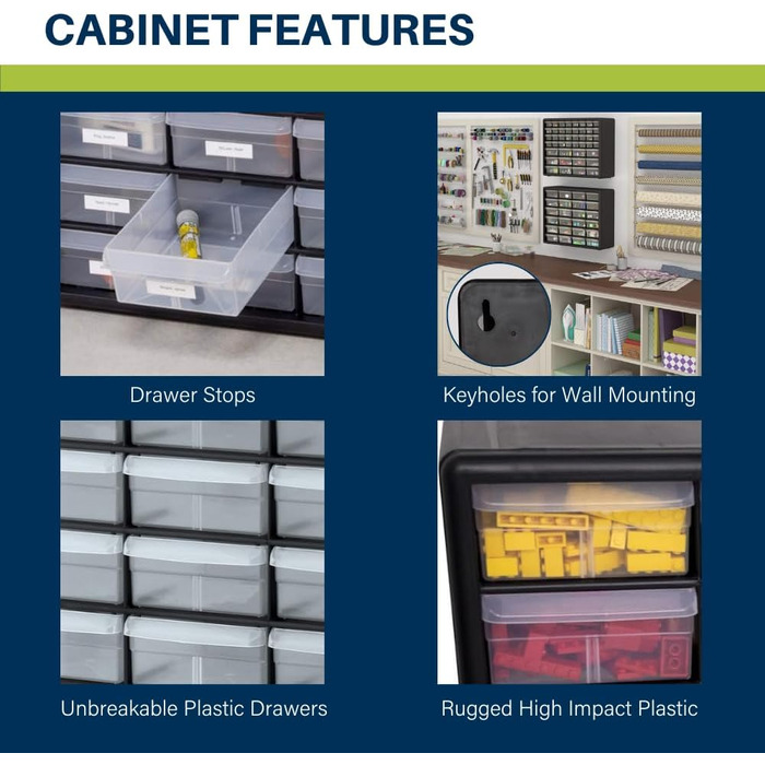 Akro-Mils 10124 Plastic Parts Storage Box with 24 Drawers, 20