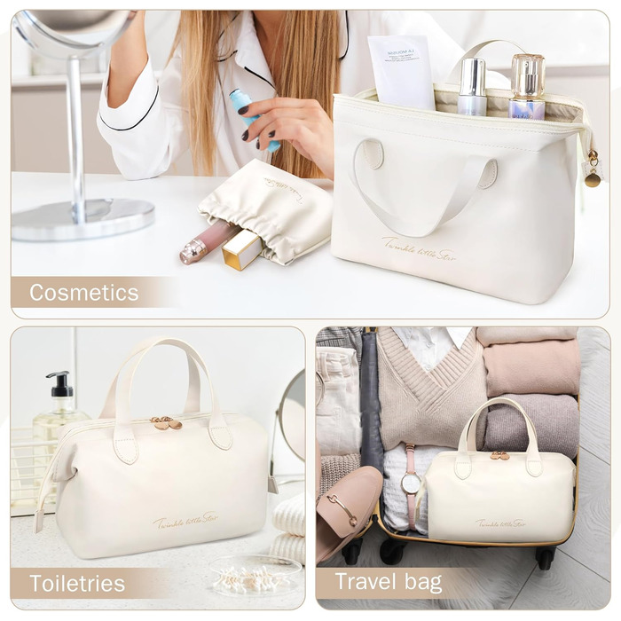 Набір косметичок для жінок: великі, малі, для подорожей, органайзер для макіяжу, beige (PU)