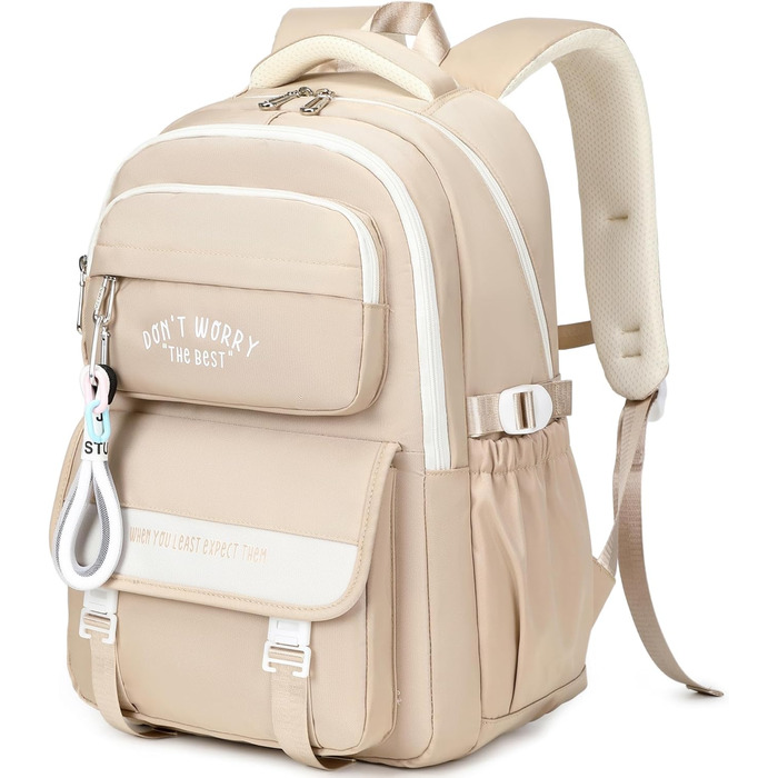 Шкільний рюкзак для підлітків, дівчаток та хлопчиків, великий, з відділенням для ноутбука 15.6', водонепроникний (Хакі)