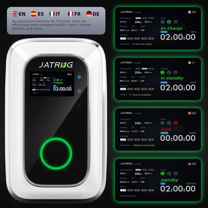 Зарядна станція для електромобіля 11 кВт, 32A, Type 2, WiFi, APP - EV Wallbox 230V (6м)