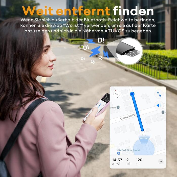 ATUVOS Air Tag Card Wallet Tracker Card Thin 1.6mm, Rechargeable Wallet Finder Compatible with Apple's Find My APP (iOS ONLY, Android Not Supported), Item Finder for Suitcases/Wallets/Luggage