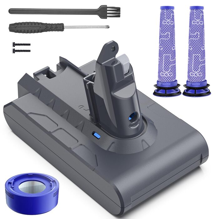 Акумулятор Keenstone V8 8000mAh для пилососів Dyson SV10 V8 серії Absolute, Animal, Motorhead, Fluffy, Slim, Total Clean, Extra (з 3 фільтрами)