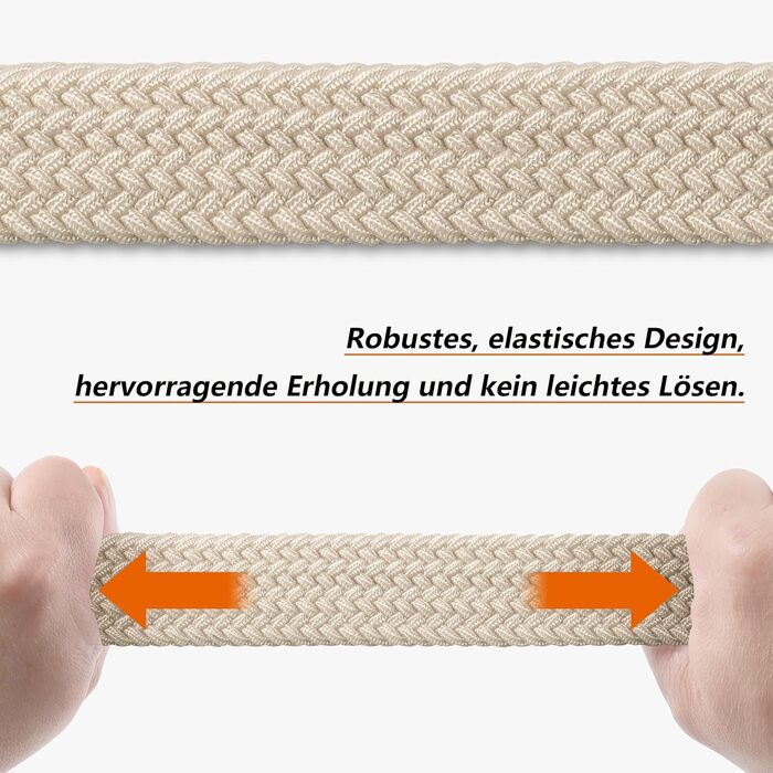 Тканинний плетений ремінь LAKIDAY: еластичний, унісекс, 3.5 см, 100-130 см, бежевий