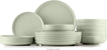Набір посуду Konsimo VICTO для 6 осіб: 18-частинний сервіз з тарілок з каменю, зелений матовий, для сім'ї