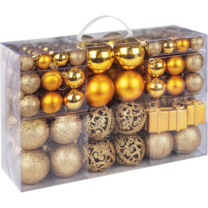 Набір прикрас для ялинки Homewit 105 шт. Золотий, пластикові кулі з гачками, набір ялинкових прикрас