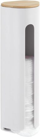 Тримач для ватних дисків WENKO Laresa, білий/натуральний, з бамбука та пластику, 8 x 25 x 6,5 см
