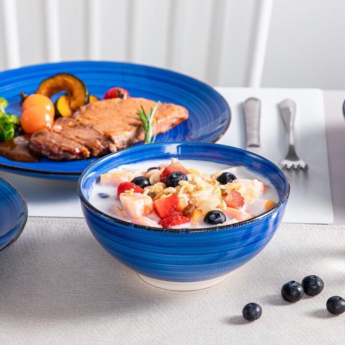 Набір посуду Vancasso Bonita (24 елементи) блакитний, кераміка, для 6 осіб, ручна робота, набір посуду