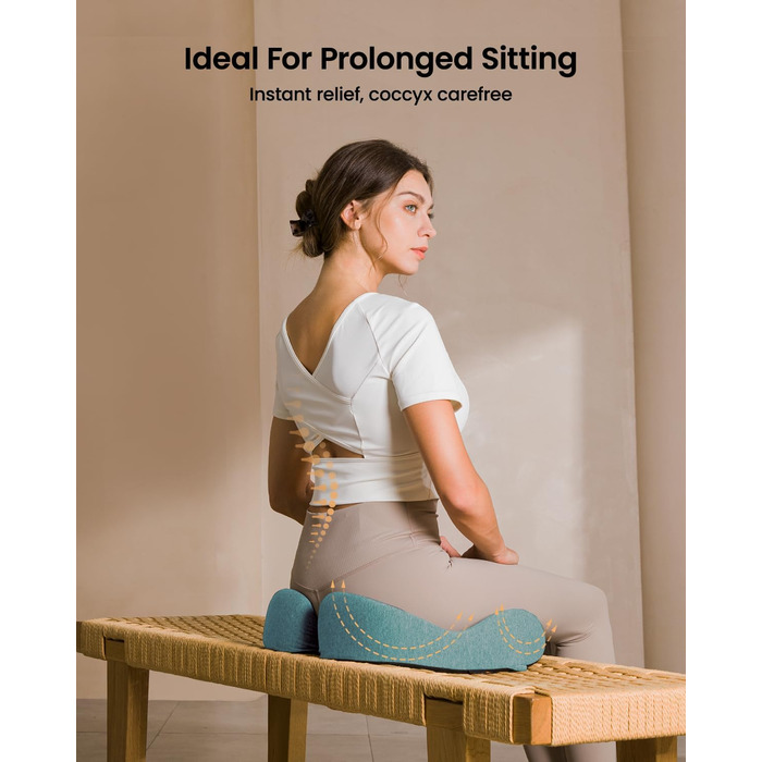 Ортопедична подушка для сидіння ProtoArc для офісного крісла, ергономічна подушка для куприка з піною з пам'яті, рівномірний розподіл тиску, подушка для куприка для повсякденного комфорту для інвалідного візка, авто (М'ятно-зелений, великий)