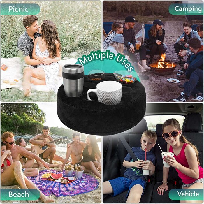 Sofa-Buddy Practical Couch Cup Holder, Couch Coaster, Sofa Cup Holder - The Perfect Couch Accessory (Big-SoftVelvet-Black)