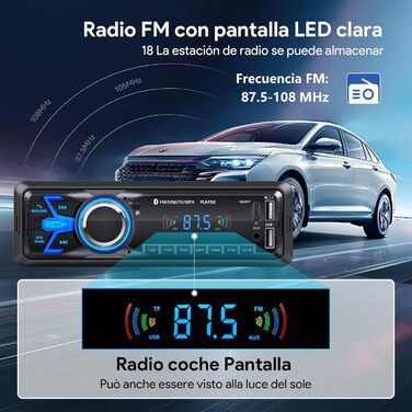 Автомагнітола 1 DIN з Bluetooth, для авто