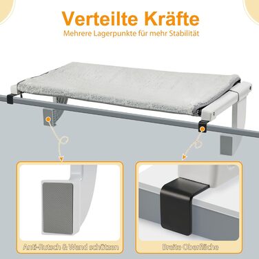 Cat Bed Balcony Window Hammock for Radiator/Heater, 67.5 * 34.5cm Window Hammock for Cats, Cat Window Bed, Window Spots, Cat Bed, Window Sill, Window Bed Spot (L)