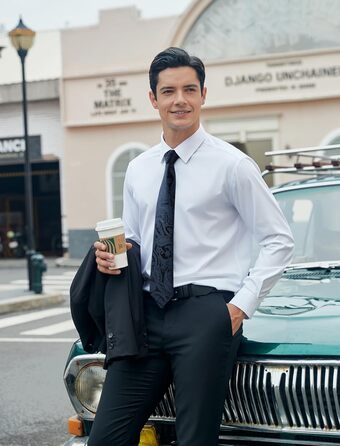 HISDERN Комплект краваток для чоловіків (3 шт.) Класичні, елегантні краватки та нагрудний хустинка з шовку. Ідеально для весіль та свят. Універсальний розмір.