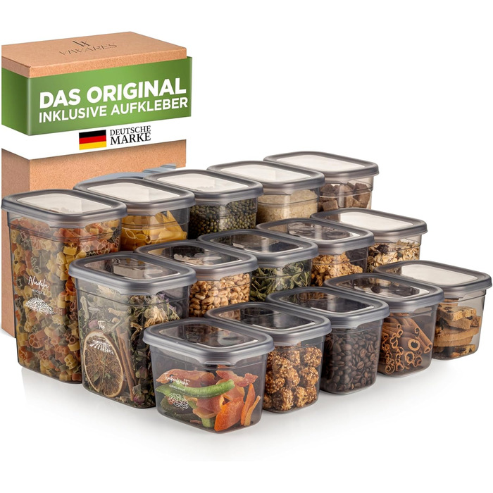 Герметичні контейнери для зберігання їжі | Набір 25 контейнерів | Без BPA | Для крупи, борошна, цукру | Практичні бокси для кухні (Peggy15)