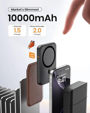 Power Bank A ADDTOP 10000mAh з бездротовою зарядкою та PD 20W - чорний