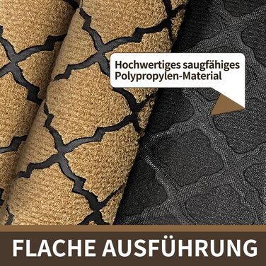 Придверний килимок Qingbei Rina 60x90 см, протиковзний вологопоглинаючий килим для входу, саду та тераси, коричневий, прямокутний