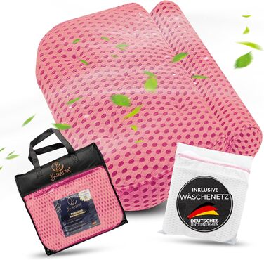Bath Pillow incl. Wash Bag - Ultimate Comfort and Relaxation with Latest Air Mesh Technology - Bath Cushion for Bathtub with 7 Strong Suction Cups - Neck Pillow/Head Pillow (pink)