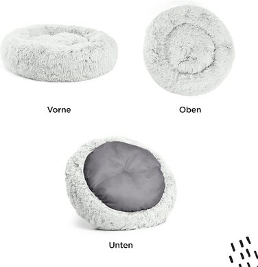 Круглий лежак для котів та собак Best Friends by Sheri - заспокійливий, 58x58 см, Frostgrau
