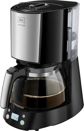 Кавомашина Melitta Enjoy Top з таймером, 10 чашок, чорний колір, скляна колба, функція Tropfstopp