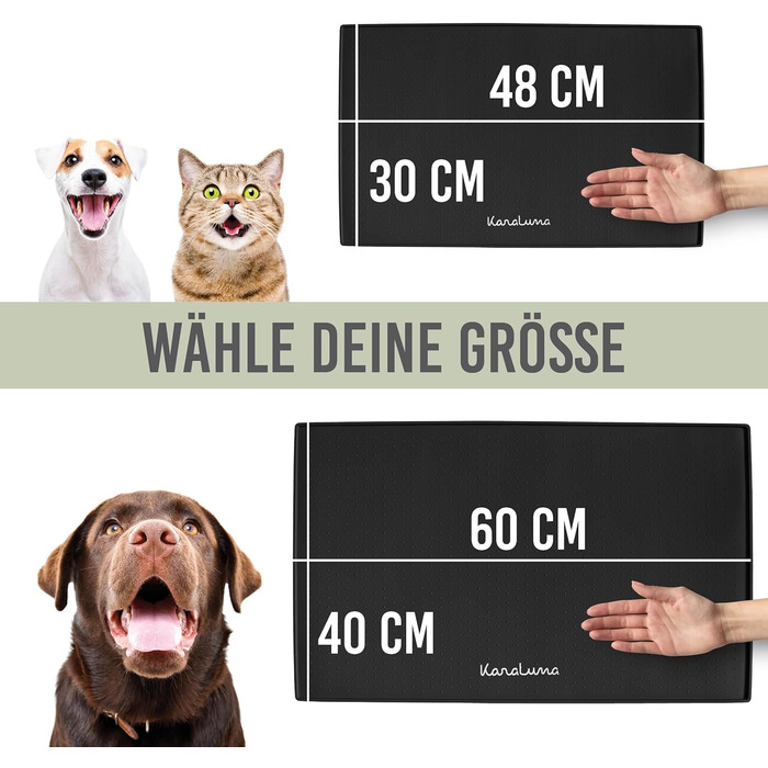 Силіконовий килимок KaraLuna Premium для годівлі котів та собак, 60 x 40 см, чорний, кутовий