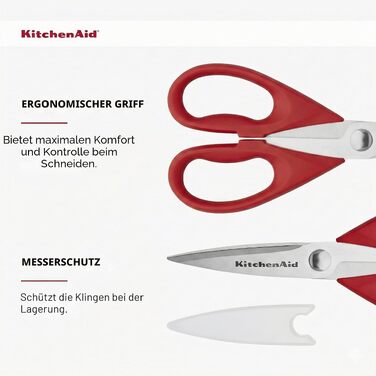 Універсальні кухонні ножиці KitchenAid, багатофункціональні, червоно-чорні