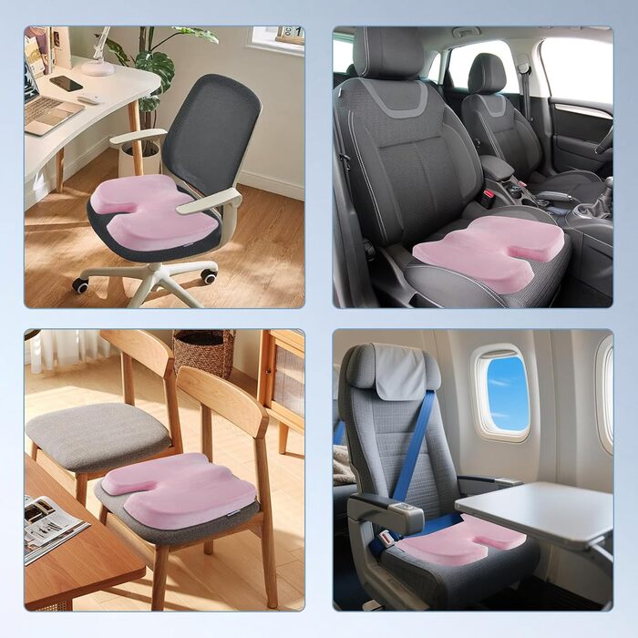 Подушка для спини та сидіння Egret з Memory Foam для офісного крісла та авто – рожева, з регульованими ременями, підтримка попереку, зняття болю та корекція постави