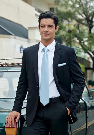 Чоловічий краватковий та кишеньковий хустинка набір HISDERN – однотонні краватки для весілля та свят різного кольору