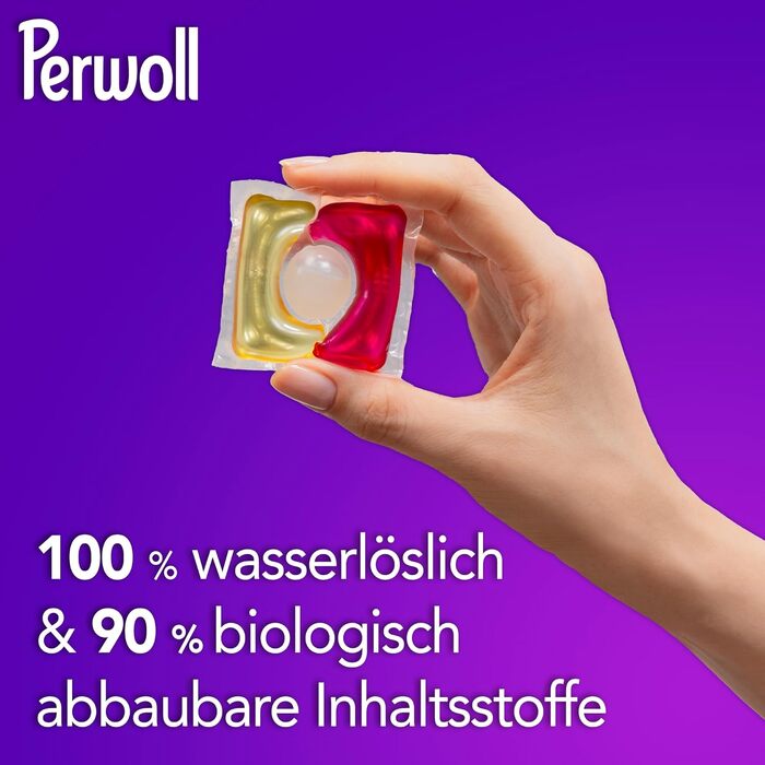 Капсули для прання кольорових речей Perwoll Renew Caps Color All-in-1, відновлення кольору та волокон, 80 прань (2 x 40 шт)