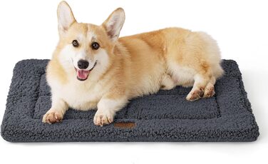 BEDSURE Washable Dog Mat Large Dogs - 104x71 cm Washable Dog Bed for Large Dogs, Sherpa Plush Dog Bed Large with High-Density Foam Filling (74 x 53 cm, Dark Grey)