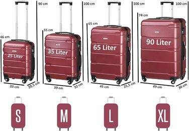Набір валіз Zelsius 4 шт. з ABS, з кодовим замком, 4 колеса, внутрішній роздільник | Набір валіз 4 шт., Trolley, велика валіза, Luggage Set, ручна валіза (Червоний, 4-частинний)