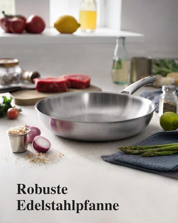 Набір сковорідок з нержавіючої сталі 3 шт. (20, 24, 28 см), універсальні, для всіх плит, індукційні, безпечні для духовки та посудомийної машини