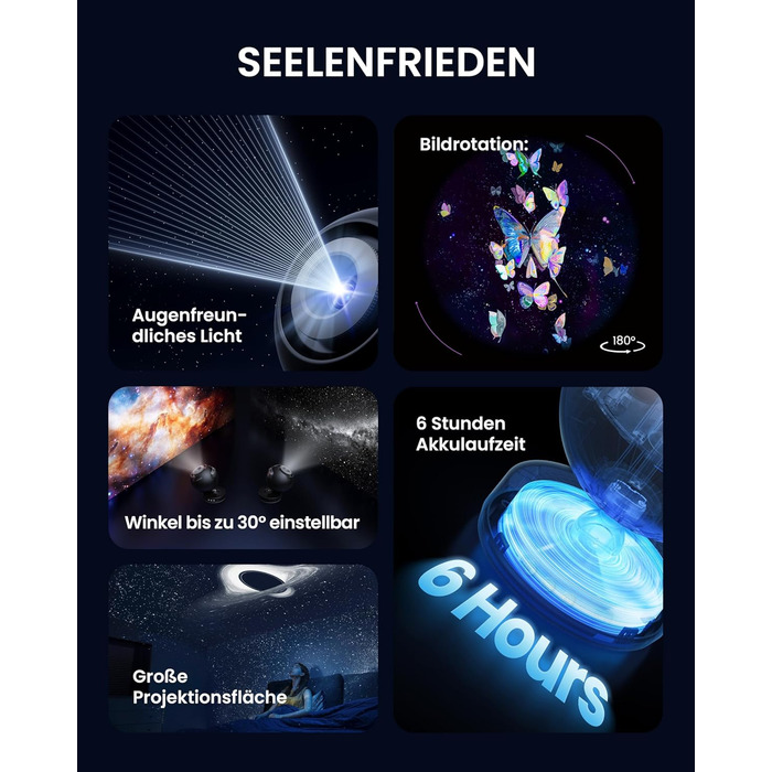 POCOCO Starry Sky Projector, Galaxy Star Projector, Home Planetarium for Kids and Adults; for Bedrooms, Interiors; as Decoration, Sleep Aid, and Relaxation - with 2 Discs (Black)