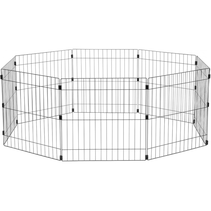 Клітка-вольєр для собак, котів та кроликів Iris Ohyama, 1.7 м², 8 панелей, чорний вольєр з WPC-24, 60x60 см