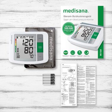 Тонометр Medisana BU 510 для вимірювання артеріального тиску та пульсу з пам'яттю, індикатором та датчиком нерегулярного серцебиття